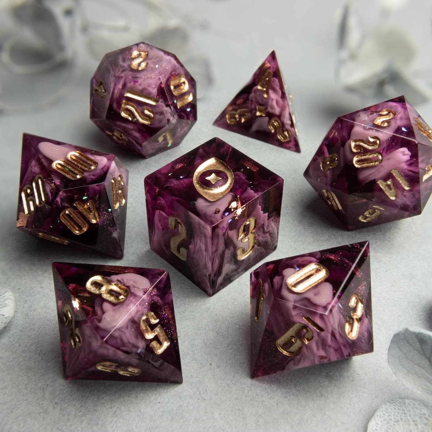 Royal Remnants — 7 Piece Set, handmade resin dice