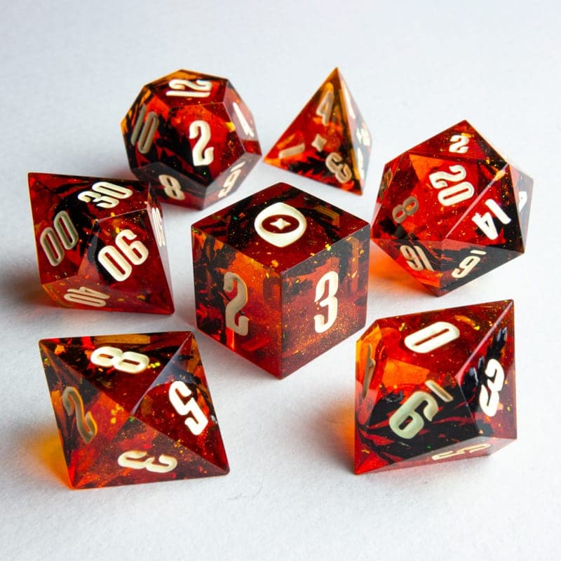 Autumn Lights — 7 Piece Set, handmade resin dice
