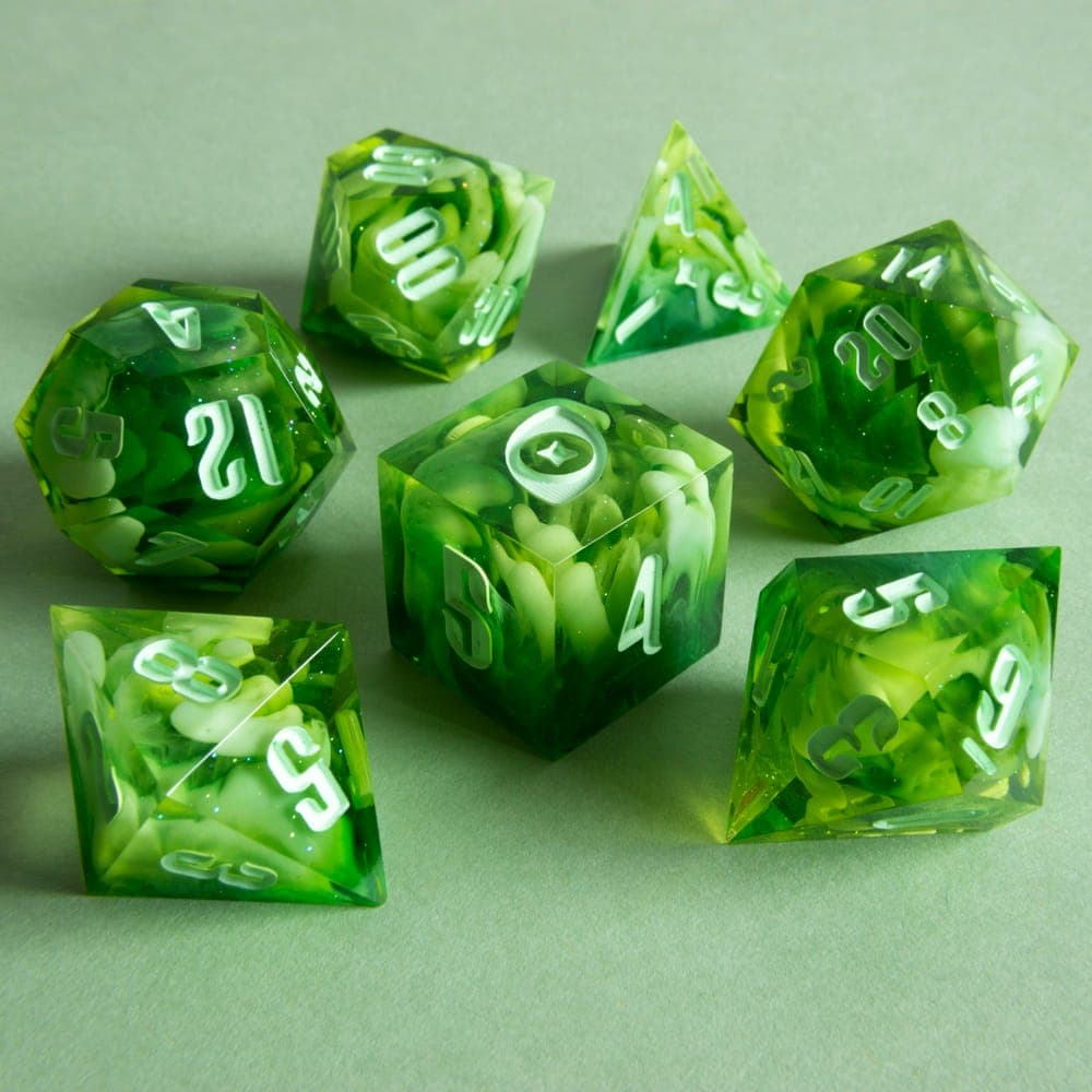 Noxious Reverie — 7 Piece Set, handmade resin dice