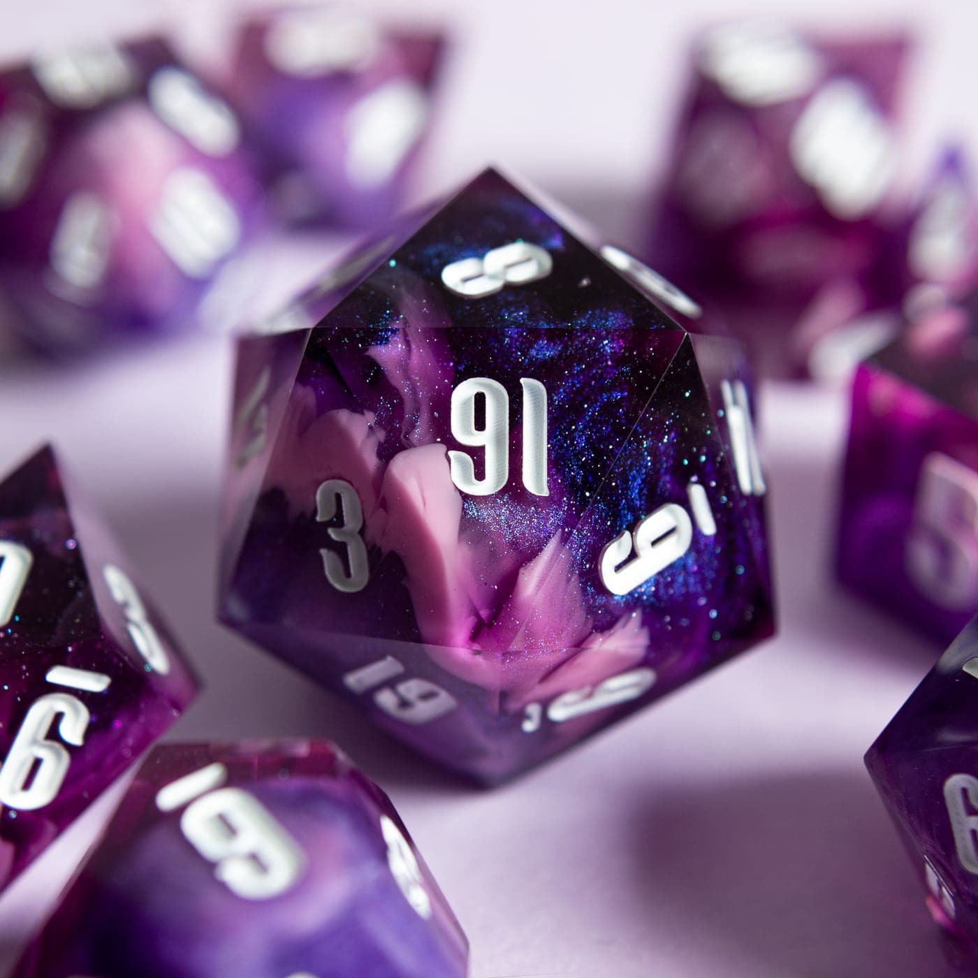 Cosmic Bloom — D20 MiniChonk, handmade resin dice