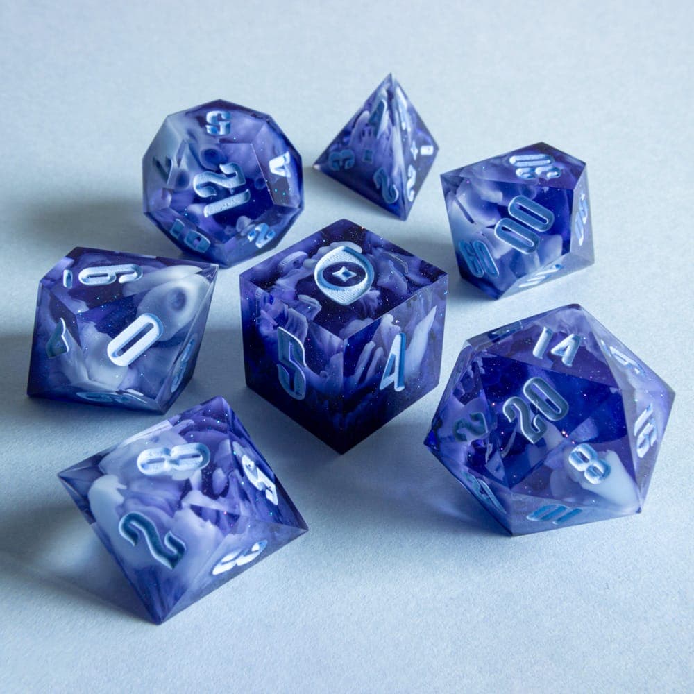 Unheard Whispers — 7 Piece Set, handmade resin dice