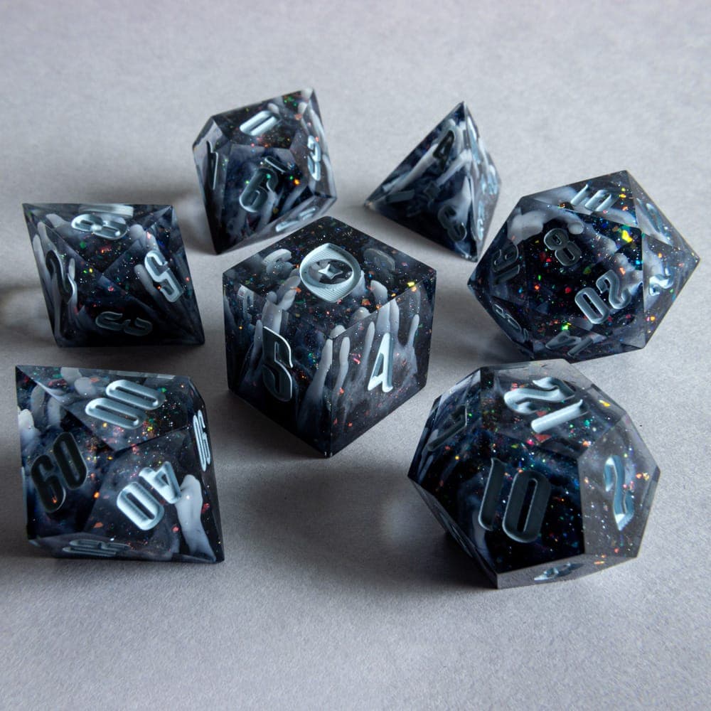 Death's Grasp — 7 Piece Set, handmade resin dice