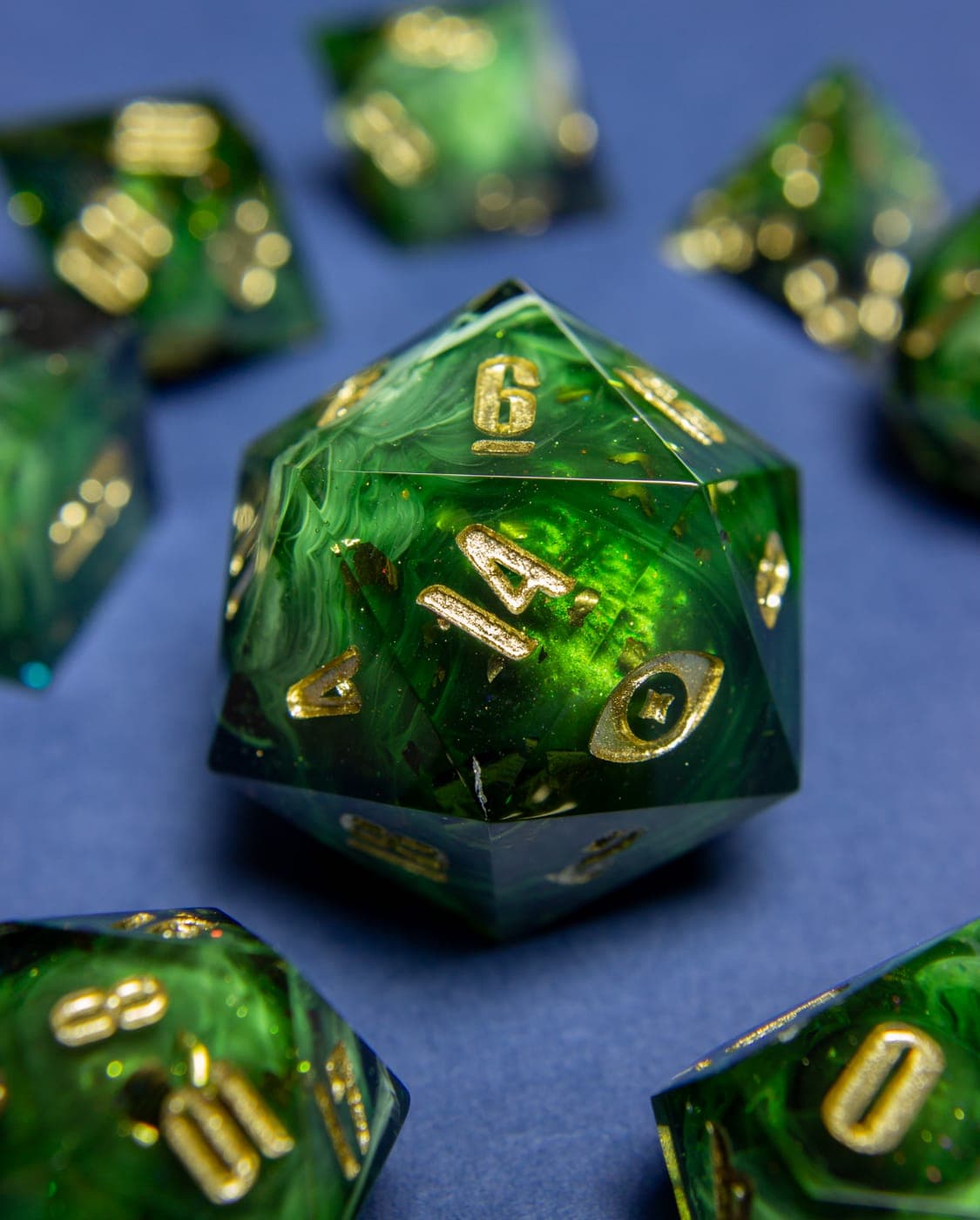 Golden Morning — D20 Chonk, handmade resin dice