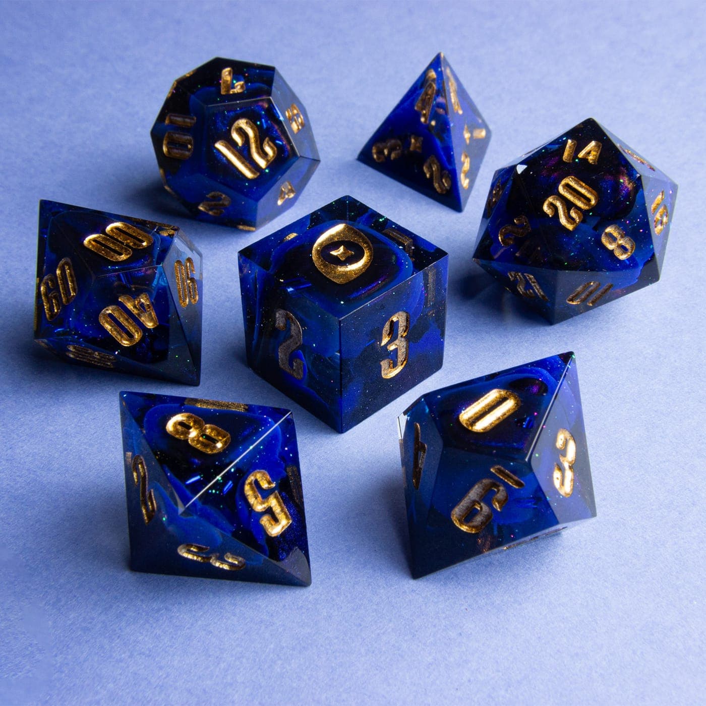 Passage of Time — 7 Piece Set, handmade resin dice