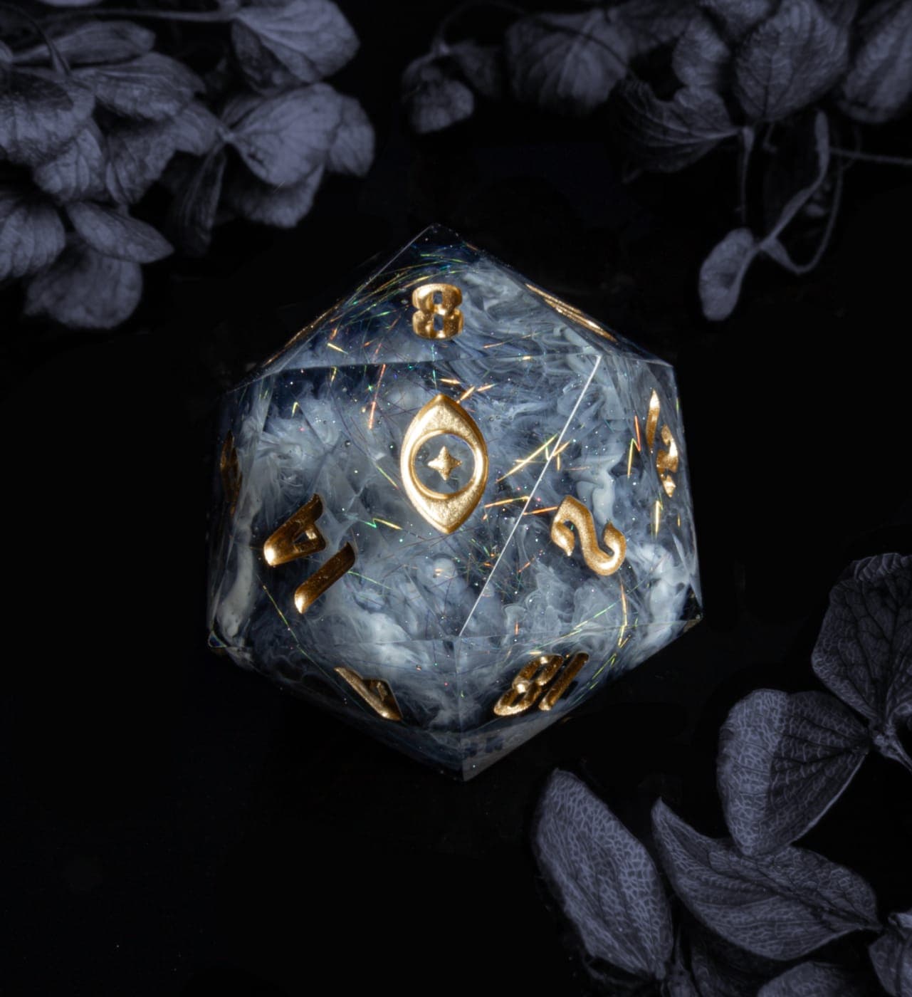 Storm Veil — D20 Chonk, handmade resin dice