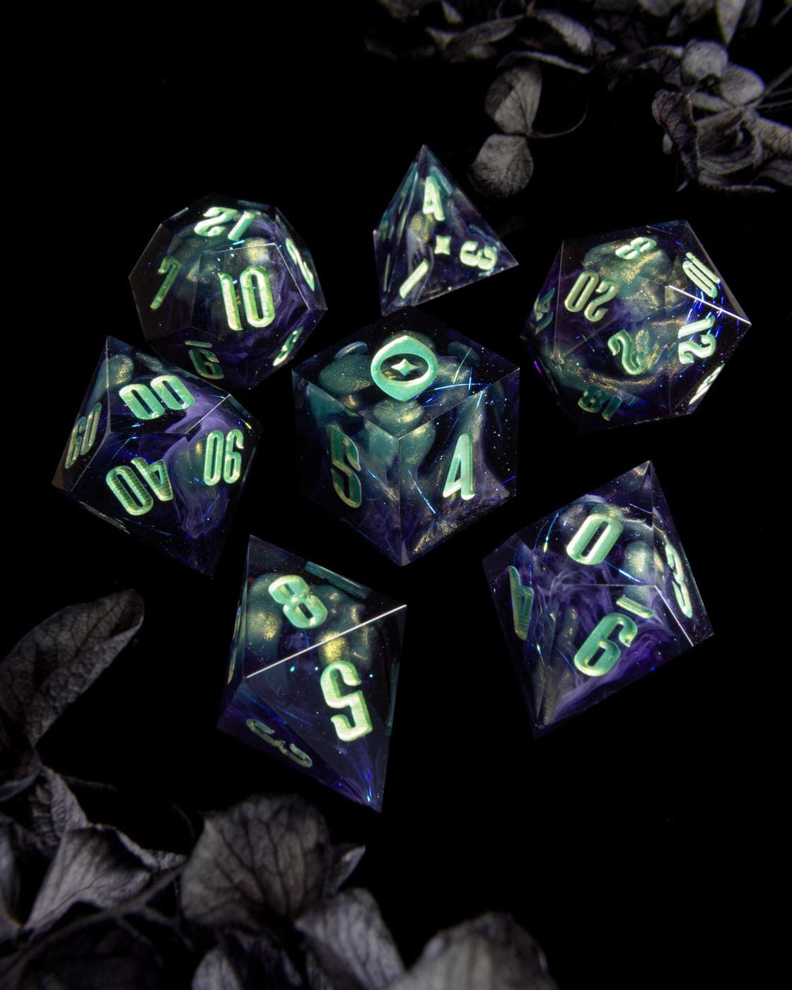 Twilight Mirage — 7 Piece Set, handmade resin dice