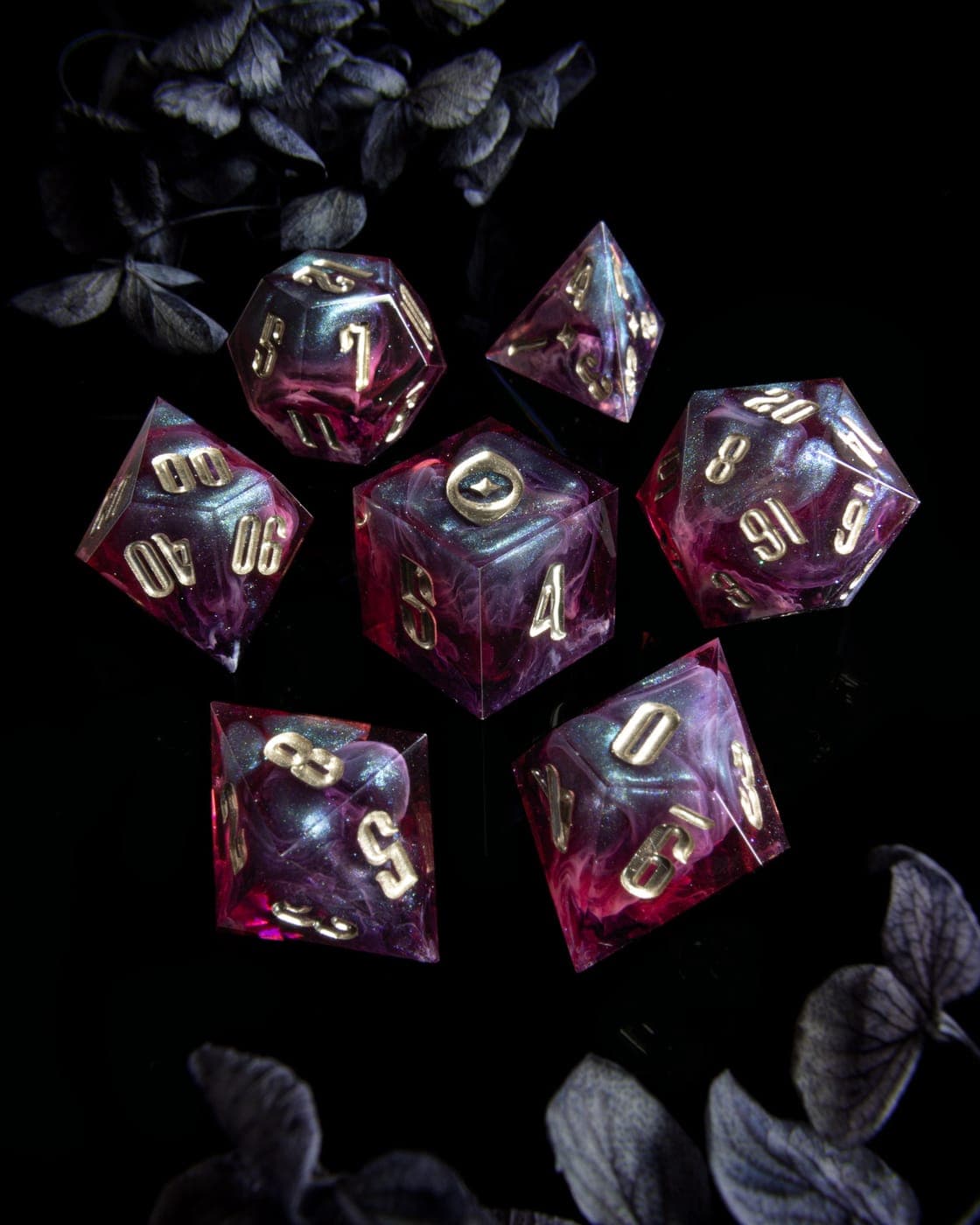 Sanguine Spell — 7 Piece Set, handmade resin dice
