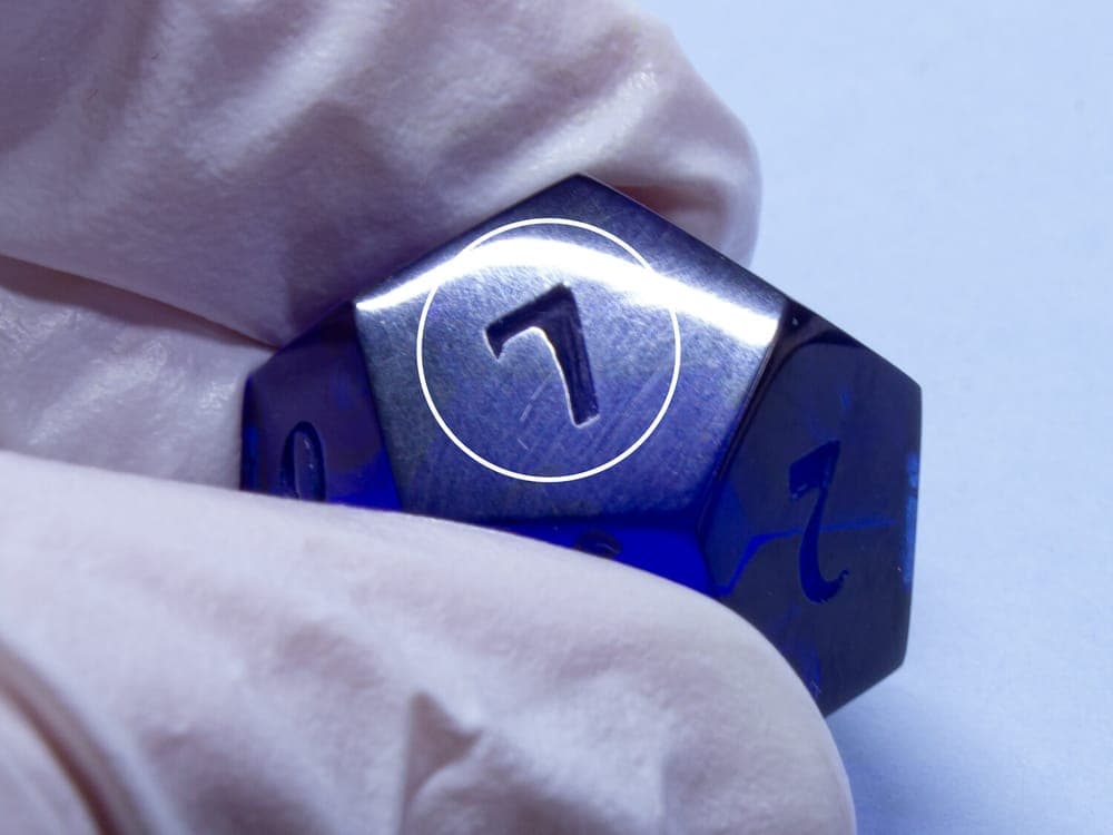 Close-up of the 7 on a D12, circled