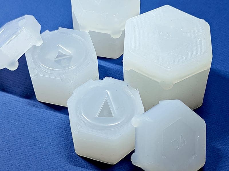 Translucent silicone dice molds