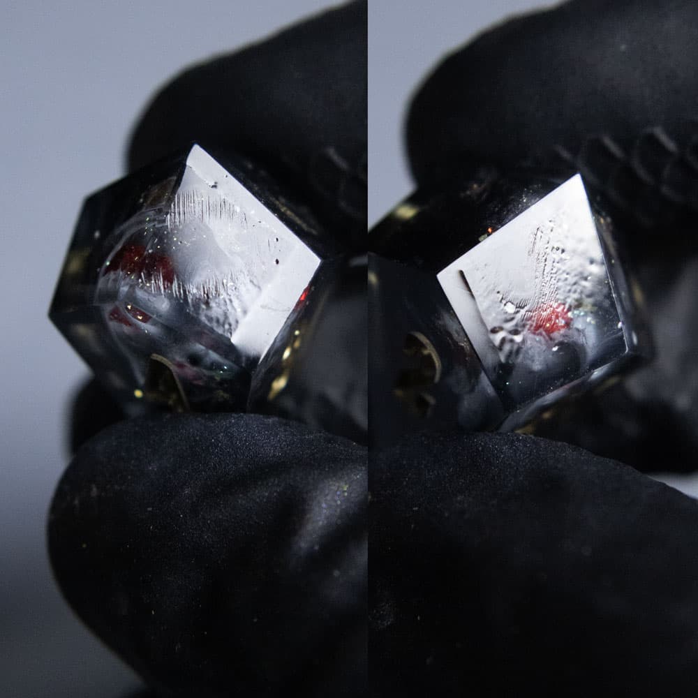 Picture of Shard D4 where two sides have strong scratches and blemishes