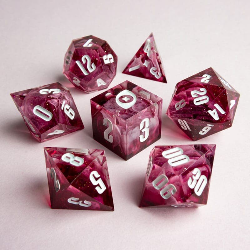 Mortal Veil — 7 Piece Set, handmade resin dice