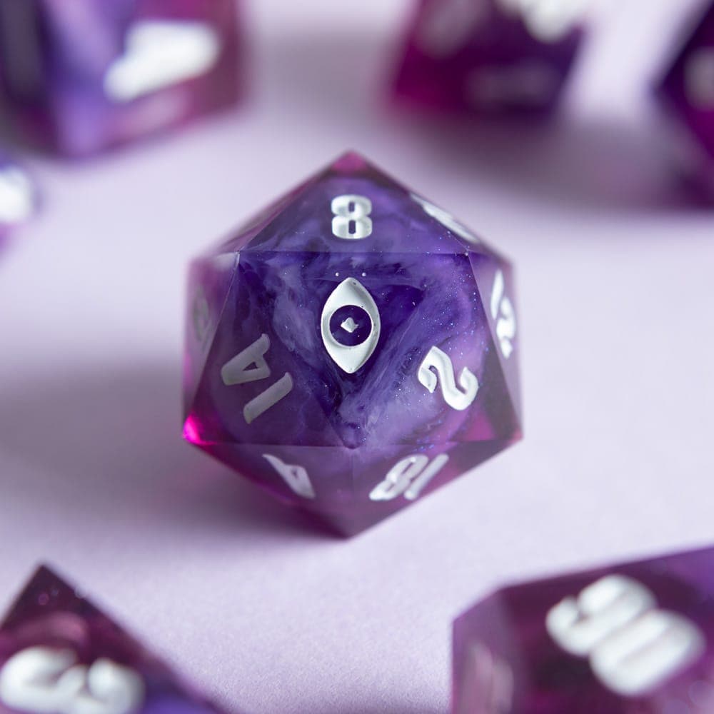 Cosmic Bloom — Single D20, handmade resin dice