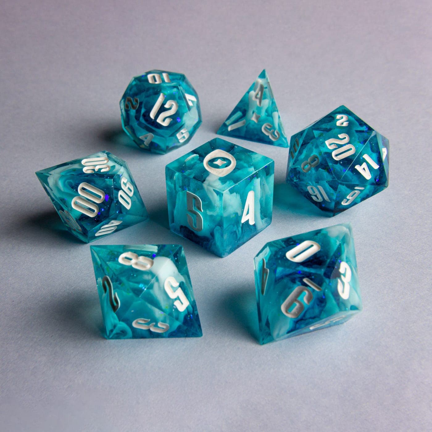 Eternal Frost — 7 Piece Set, handmade resin dice