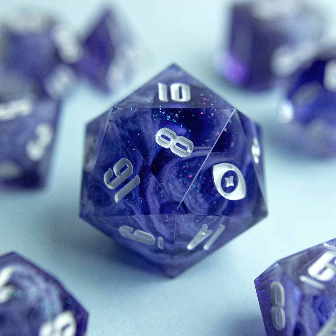 Lunar Tempest — D20 MiniChonk, handmade resin dice