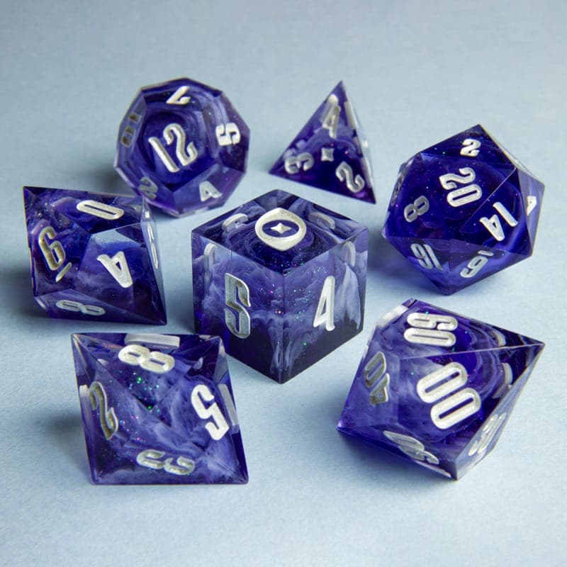 Lunar Tempest — 7 Piece Set, handmade resin dice