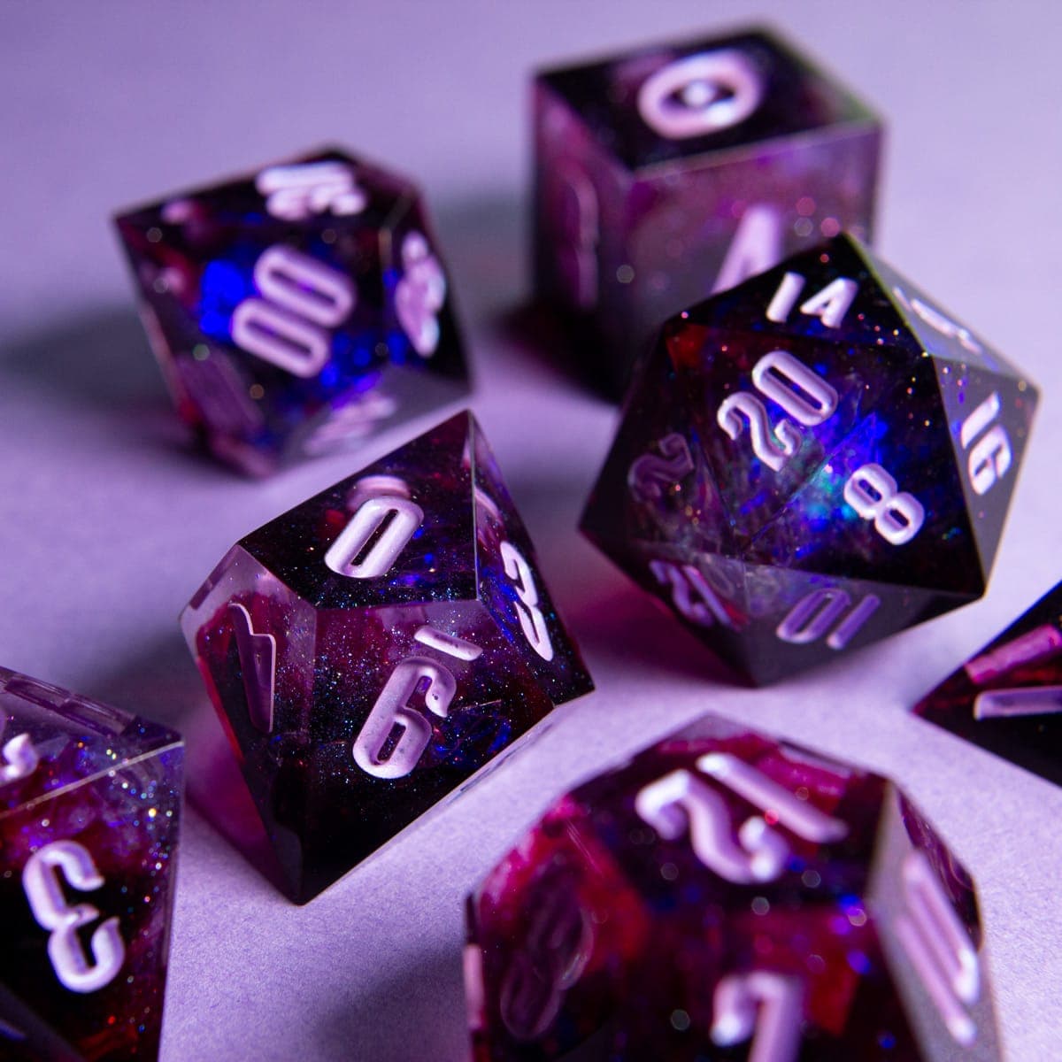 Unseelie Whispers — 7 Piece Set, handmade resin dice