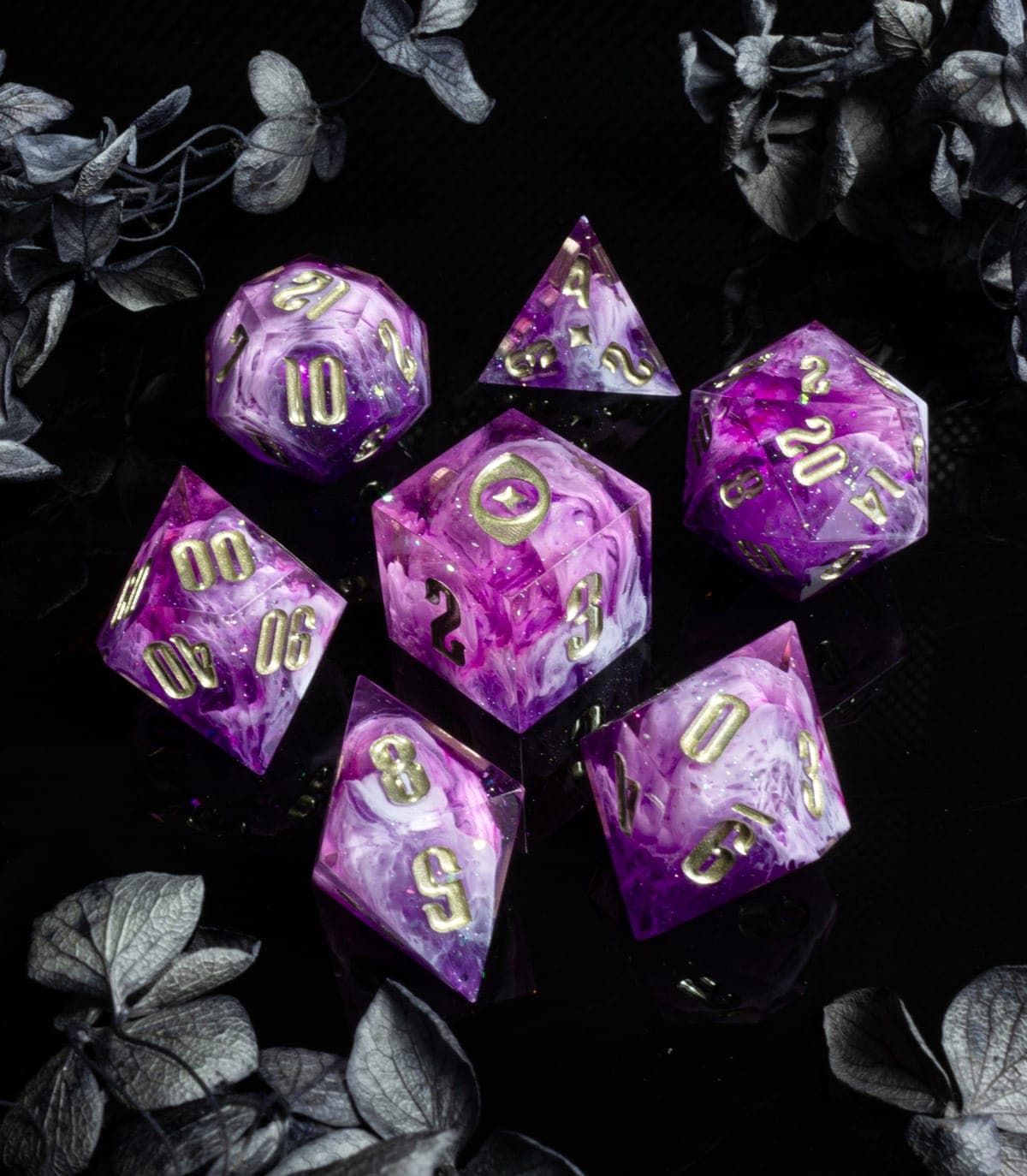 Sylvan Echoes — 7 Piece Set, handmade resin dice