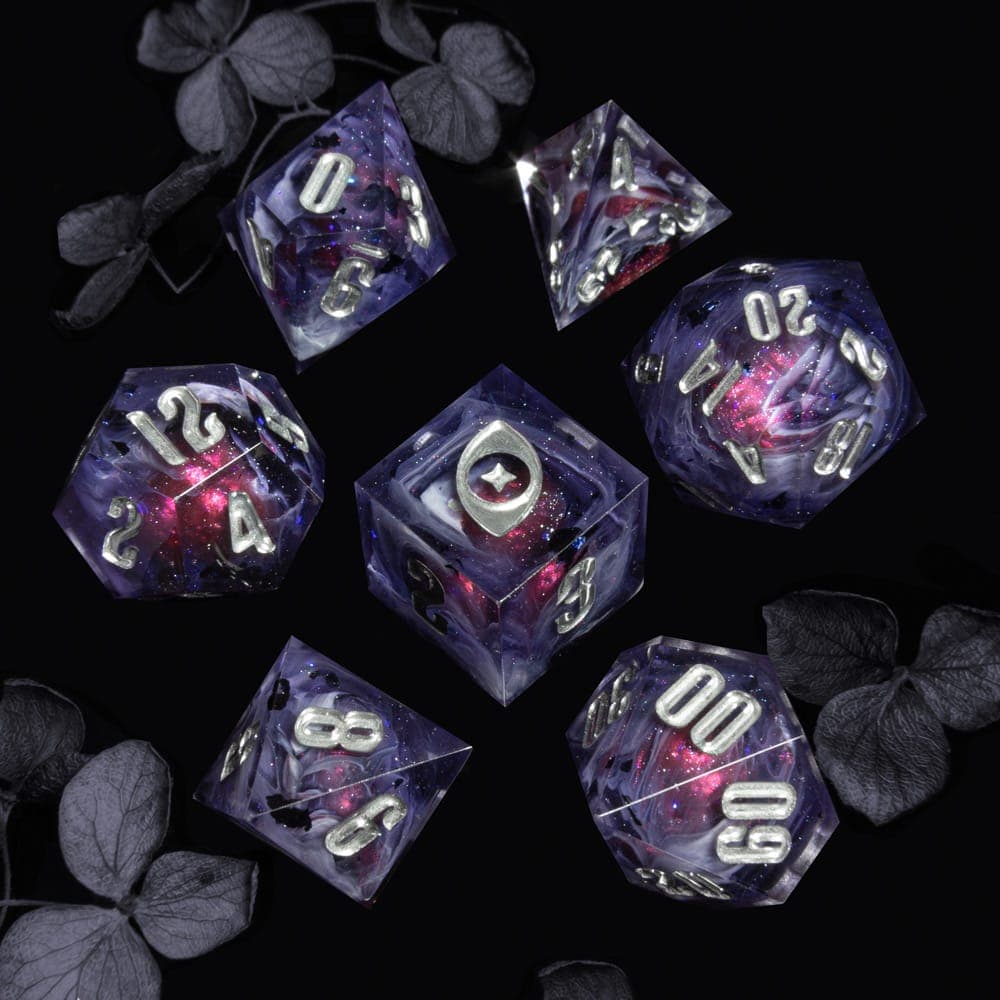 Celestial Drift — 7 Piece Set, handmade resin dice