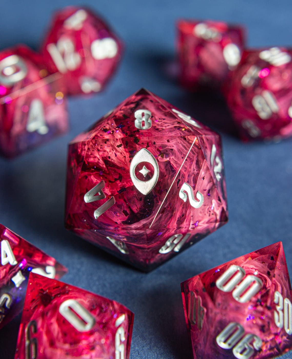 Blood & Water — D20 Chonk, handmade resin dice