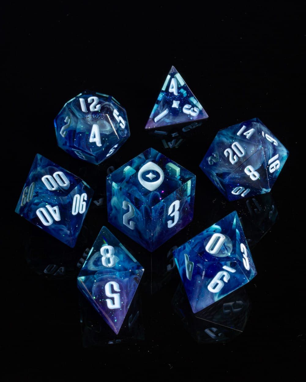 Tranquil Spirits — 7 Piece Set, handmade resin dice