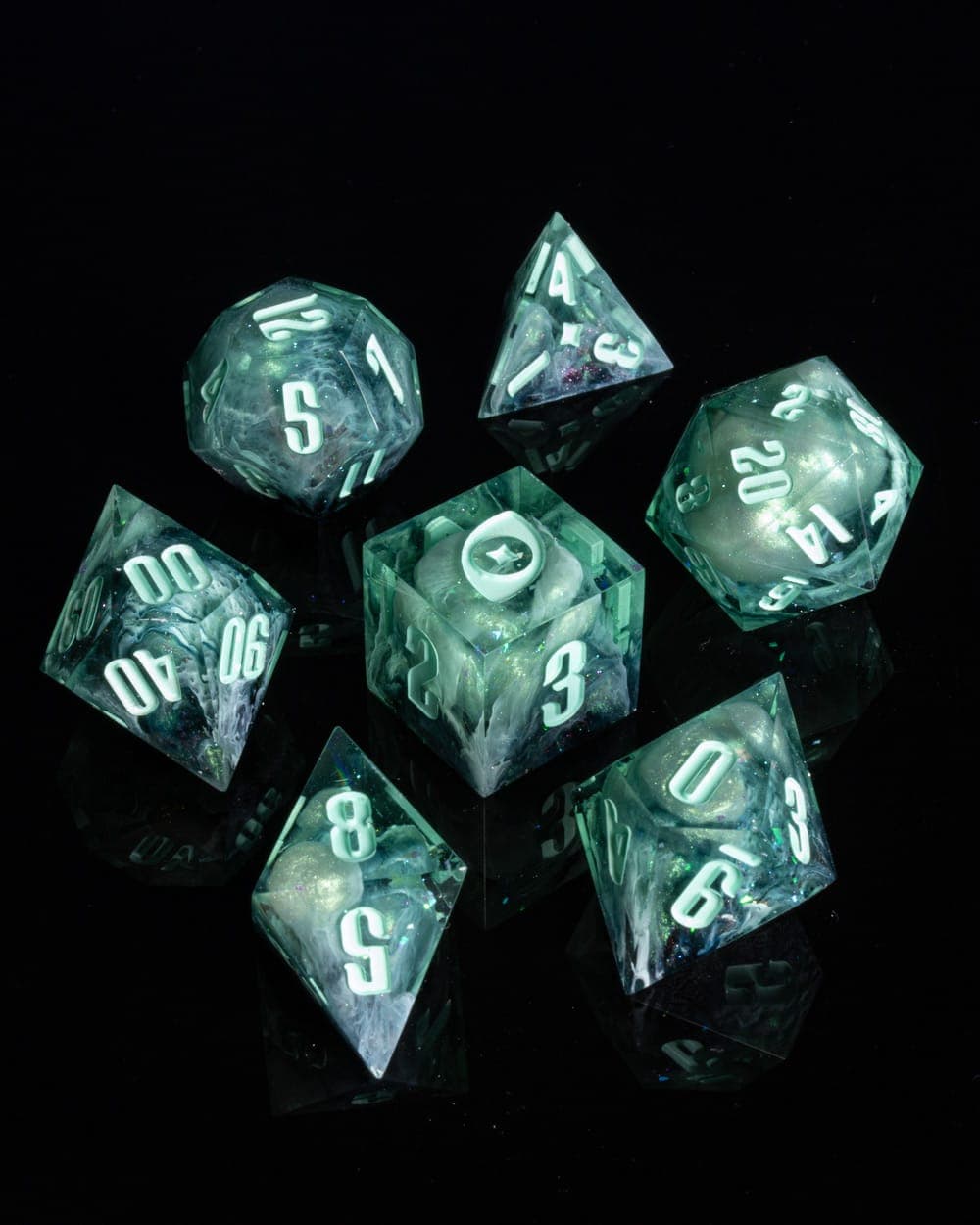 Frozen Dew — 7 Piece Set, handmade resin dice