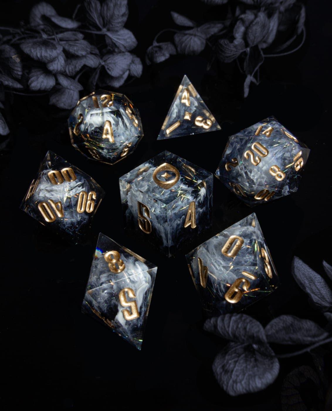 Storm Veil — 7 Piece Set, handmade resin dice
